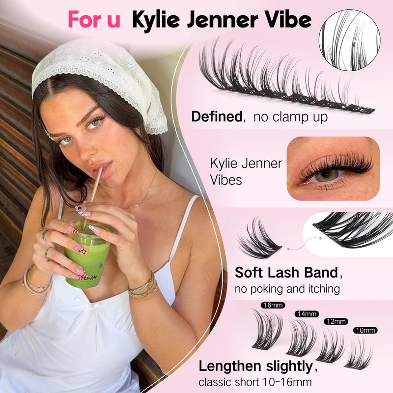 Goddvenus Plush Lash Clusters Natural Wispy Cluster Eyelash Extensions, Fluffy DIY Lash Extension at Home for Natural Look, D Curl Individual Eyelashes