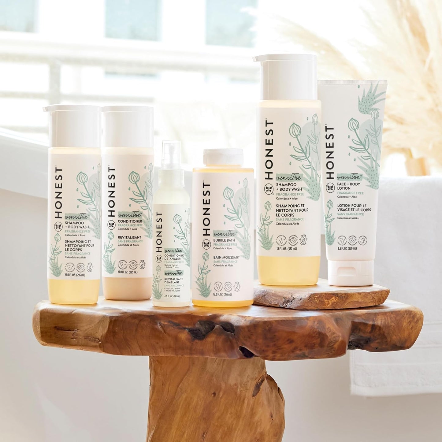The Honest Company Fragrance-Free Hair Detangler - Tear-Free Leave-In Conditioner for Sensitive Skin | 4 fl oz (Pack of 3)