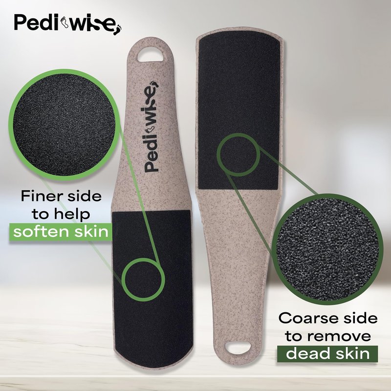 Pedi-wise Pumice Stone for feet Extra Large Foot File & Callus Remover for Cracked Heels Double Sided Pedicure Tool for Dead Skin Podiatrist Recommended