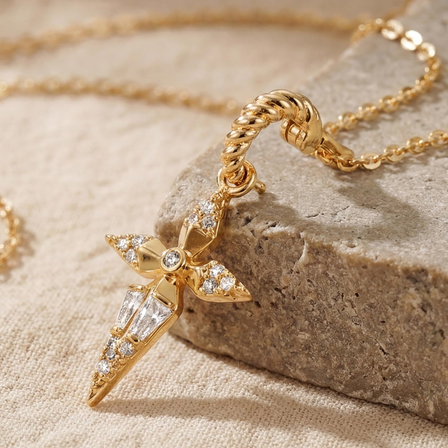 WEARON Cross Necklace for Women, Dainty 14K Gold Plated CZ Cross Pendant, 18inch Adjustable Chain, Non Tarnish Christian Faith Jewelry Gift for Wife Mother Friends