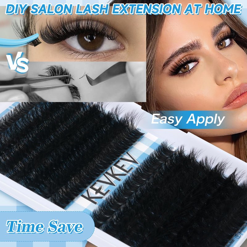 Lash Extension Kit 280pcs Volume Lash Clusters 100D+200D Lash Clusters Kit 10-18mm Individual Lashes Kit With Lash Bond And Seal，Lash Tweezers Thick Lash Extension Kit DIY At Home(0.05D,100D+200D)