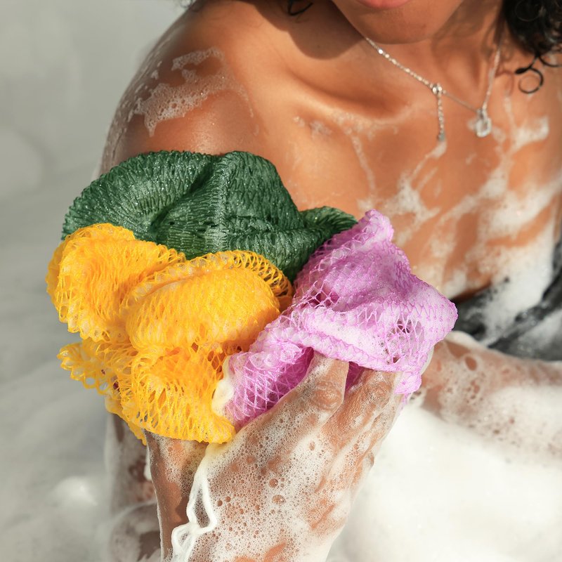 African Net Sponge Authentic - Exfoliating Body Scrubber Bath Sponge - Washcloth Back Scrub for Shower Body Exfoliator - Face & Skin Care Bathroom Essentials for Women