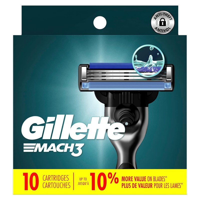 Gillette Mach3 Razor Refills for Men, 10 Razor Blade Refills, (Pack of 2)