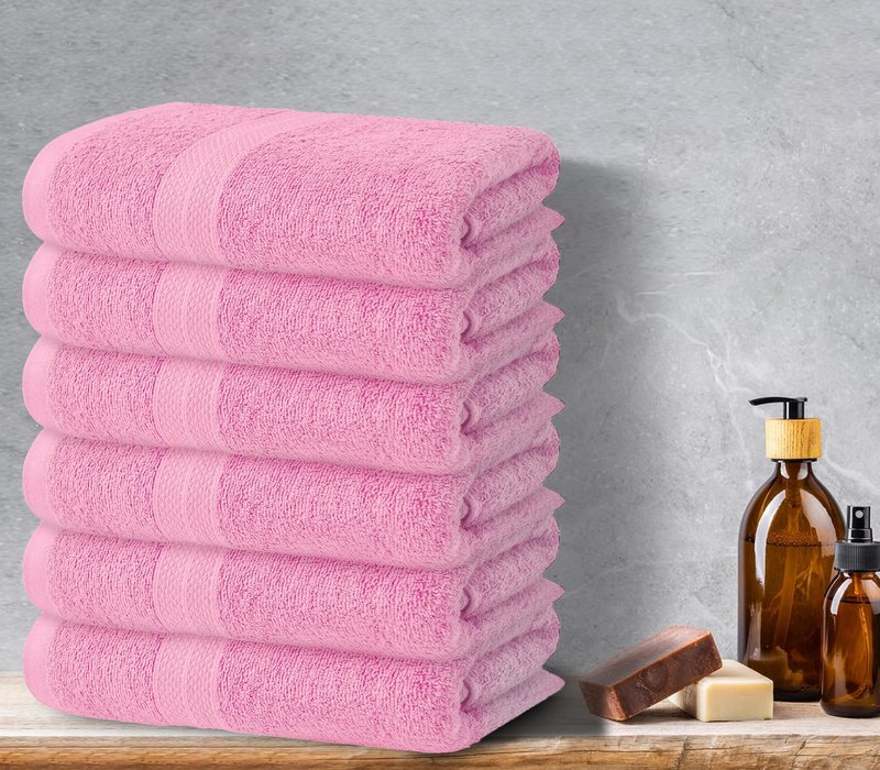 Avalon Towels Bath Towels for Bathroom 100% Cotton Pink Bathroom Towels Pack of 12 (24x48 inches) - Quick Drying Bath Towels Set Small, Light Weight & Absorbent Perfect Gym & Pool Towel Set