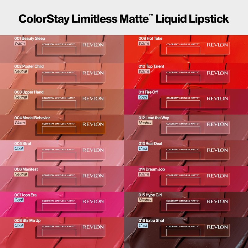Revlon ColorStay Limitless Matte Liquid Lipstick, Vegan Formula, No-Budge, Longwear Lip Color, Long Lasting, Lightweight/Comfortable, Waterproof, 009 Hot Take, 0.17 fl oz