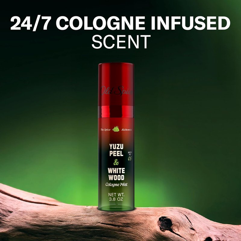 Old Spice Cologne Mist - Spice Alchemist Collection | 24/7 Infused Scent, Yuzu Peel & White Wood, 3.8 oz