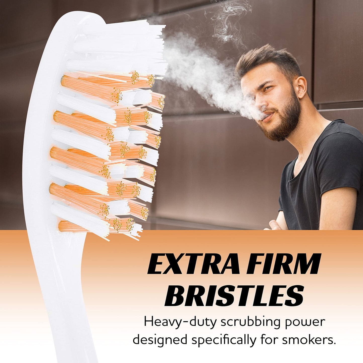 Lingito Extra Firm Toothbrush, Hard Bristle Toothbrush Set for Adults or Smokers Travel Kit, Multicolor Denture Brush, Large Head, Manual Travel Toothbrush Hard Bristles