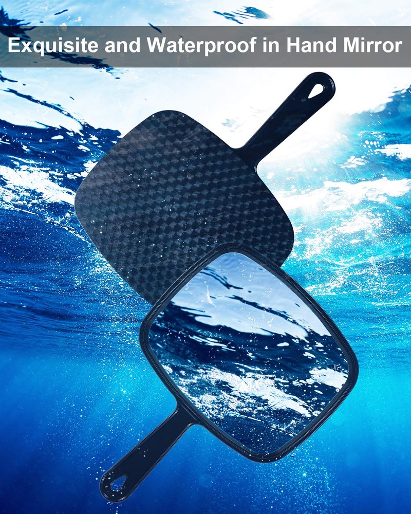 Large Handheld Salon Mirror - PROTECLE Square Black Hairdressing Mirror | 10.3"x7.4" Size