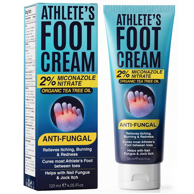 Foot Cream | Athlete’s Foot Cream for Cracked Heels, Dry Skin & Itchy Feet | Relieves Itching, Burning & Redness | Antifungal Treatment Helps with Nail Fungus, Jock Itch & Ringworm | 4.05 fl oz