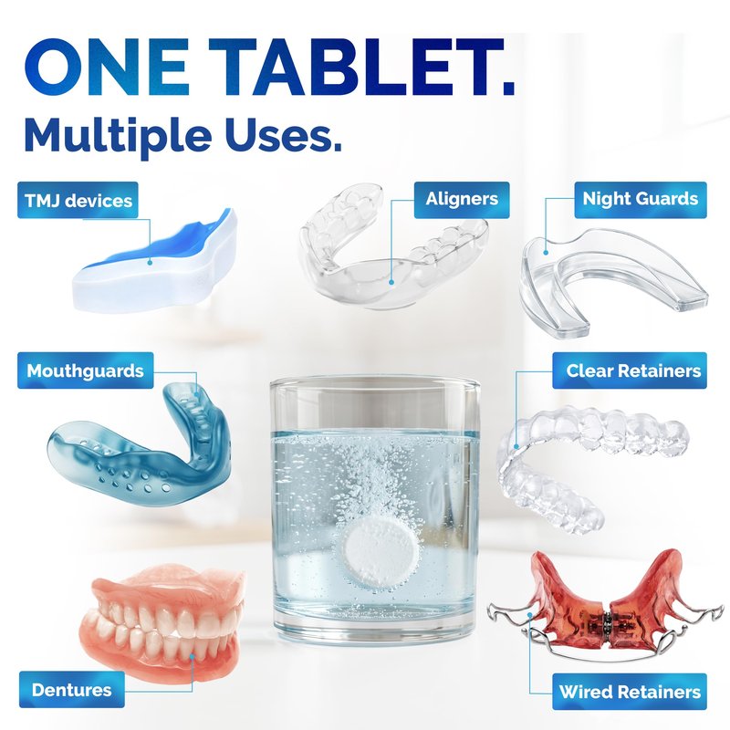 60 units Overnight Retainer & Denture Cleaning Tablets- Extra Strength, Best Cleaner Removes Bad Odor, Plaque, Stains from Retainers, Night Guards, Mouth Guard, & Dental Appliances.