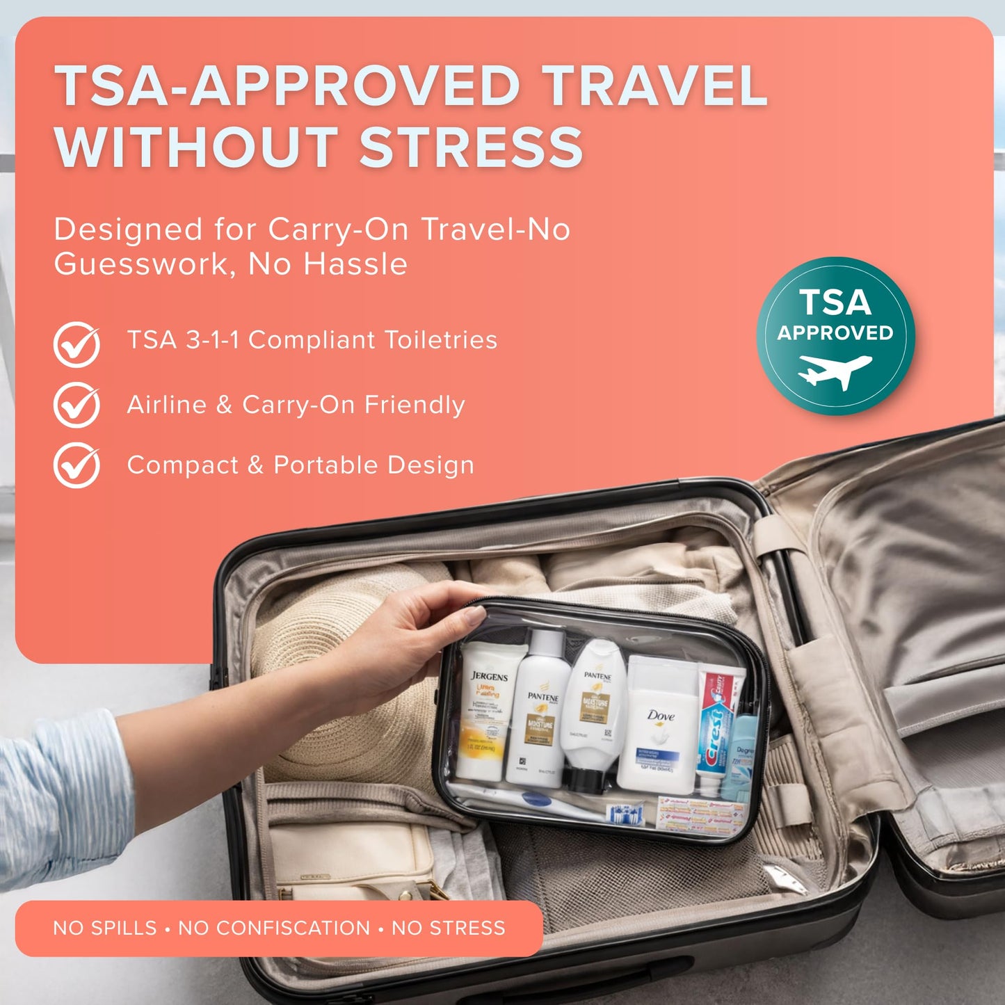 TrekTote 15 Piece Set Women’s Travel & Hygiene Kit with Clear Toiletry Bag, Personal Care Essentials, Single Kit or Bulk Case Packs, TSA Approved Toiletry Kit for Travel, Vacation, Everyday Essentials