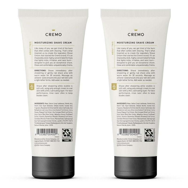 Cremo Shaving Cream for Men - Ultra-Slick Formula to Prevent Nicks & Razor Burn | 6 Fl Oz (2 Pack)