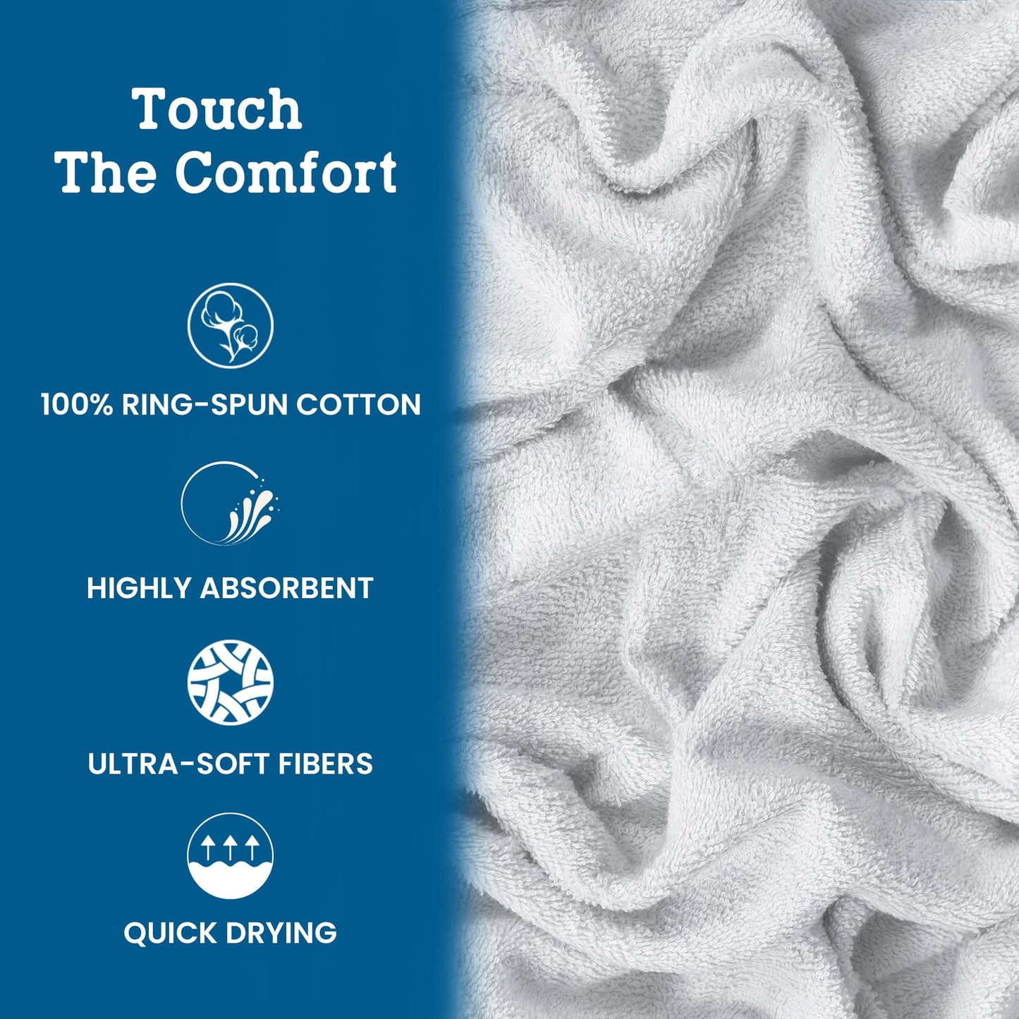 Casa Lino Face Towels & Body Wash Cloths for Showering - 100% Cotton Wash Cloths for Bathroom - Highly Absorbent & Quick Drying Washcloth Set - Cotton Washcloths 24 Pack (12" x 12") - (White)