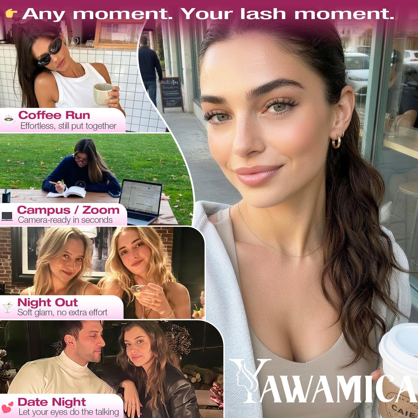 Wispy Lash Clusters Spider Eyelash Clusters 8-14mm CC Curl Cluster Eyelash Extensions 216Pcs Individual Lashes Soft Natural Volume Cluster Lashes Easy DIY Lash At-Home for Beginners by Yawamica