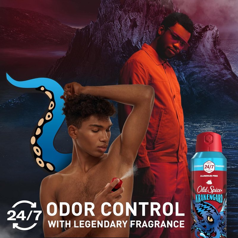 Old Spice Body Spray for Men - Aluminum Free, 24/7 Odor Protection & Lasting Freshness | Krakengard, 5.1 oz (Pack of 2)