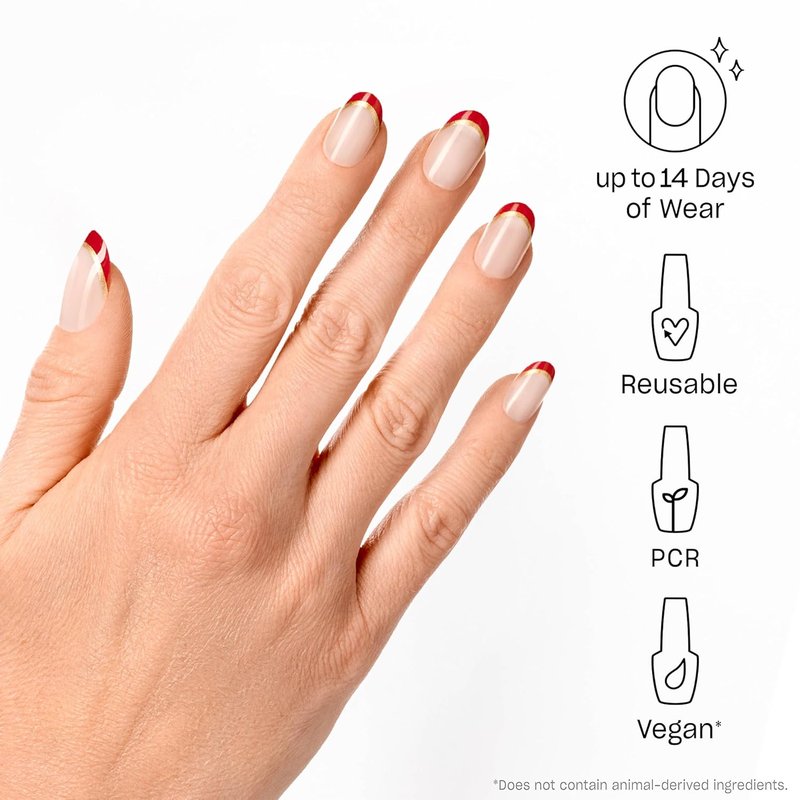 OPI Press On Nails - Short Round & Squoval Nail Art | 30 Count with Glue - Long Lasting & Reusable