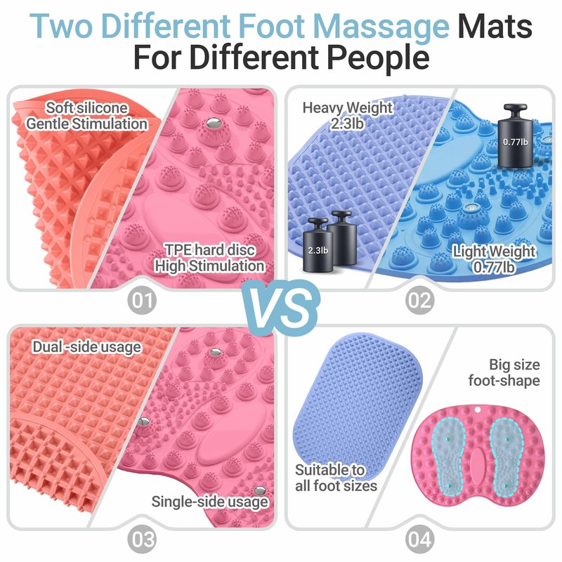 GEENOA Upgrade Silicone Foot Massager Mat with Dual-Side Usage, Large Reflexology Mat for Feet Relaxation, Foldable Foot Acupressure Mat, Portable Standing Desk Mat for Pain, Fatigue Relief(Gray-L)