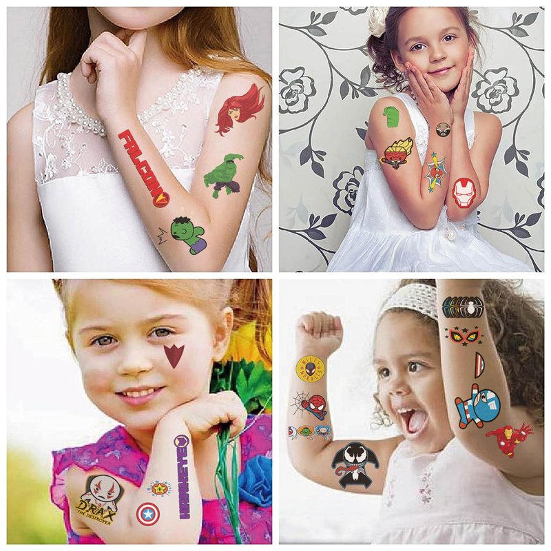 10 Sheets Superhero Temporary Tattoos for Teen, Cool Birthday Party Favors, Cartoon Decoration Sticker Gifts for Adult Home Activity Class Prizes Carnival Christmas Rewards