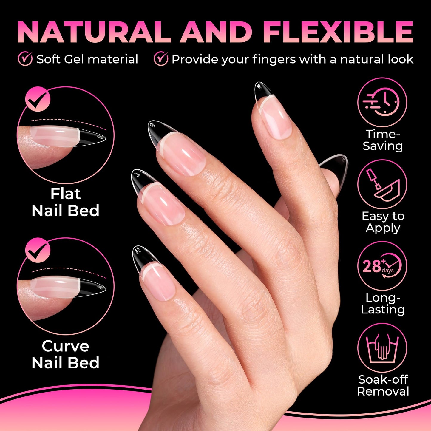 UNA GELLA Almond Nail Tips: 510Pcs Almond Gel Nails Tips 15 Sizes Pre-Etched Full Cover A lmond Clear Press on Nails Acrylic False No C Curve Nail Tips for Press on Nail Extensions Home DIY Salon