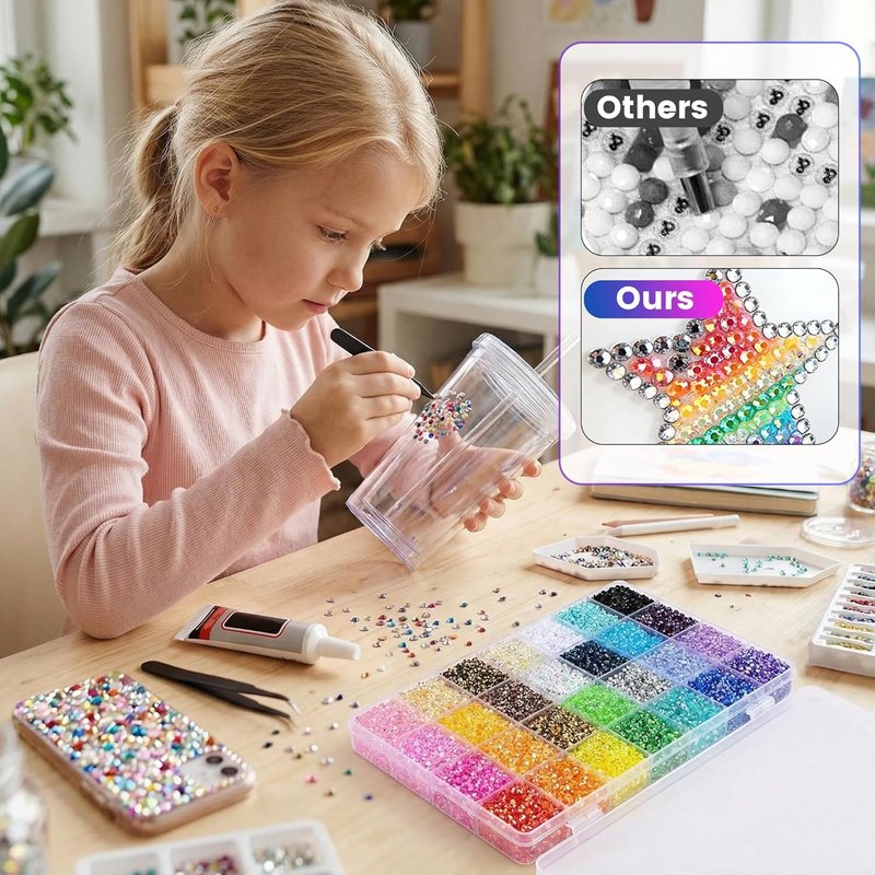 Bedazzler Kit - 2026 Multicolor 3mm Flatback Rhinestones for Nail Art & Crafting (24000 Pieces)