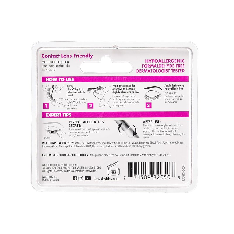 i-Envy by KISS 3D Strip Lash Glue - Super Strong Hold, Waterproof, Latex-Free & Odor-Free, Easy Application
