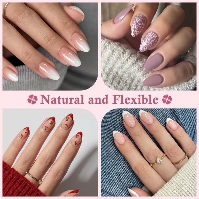 Luckyfairy Short Almond Nail Tips: 240pcs Half Cover Extra Short Fake Nails Almond Shape, Pre Etched Matted Soft Gel Press On Nails Extensions DIY Home Salon 12 Sizes
