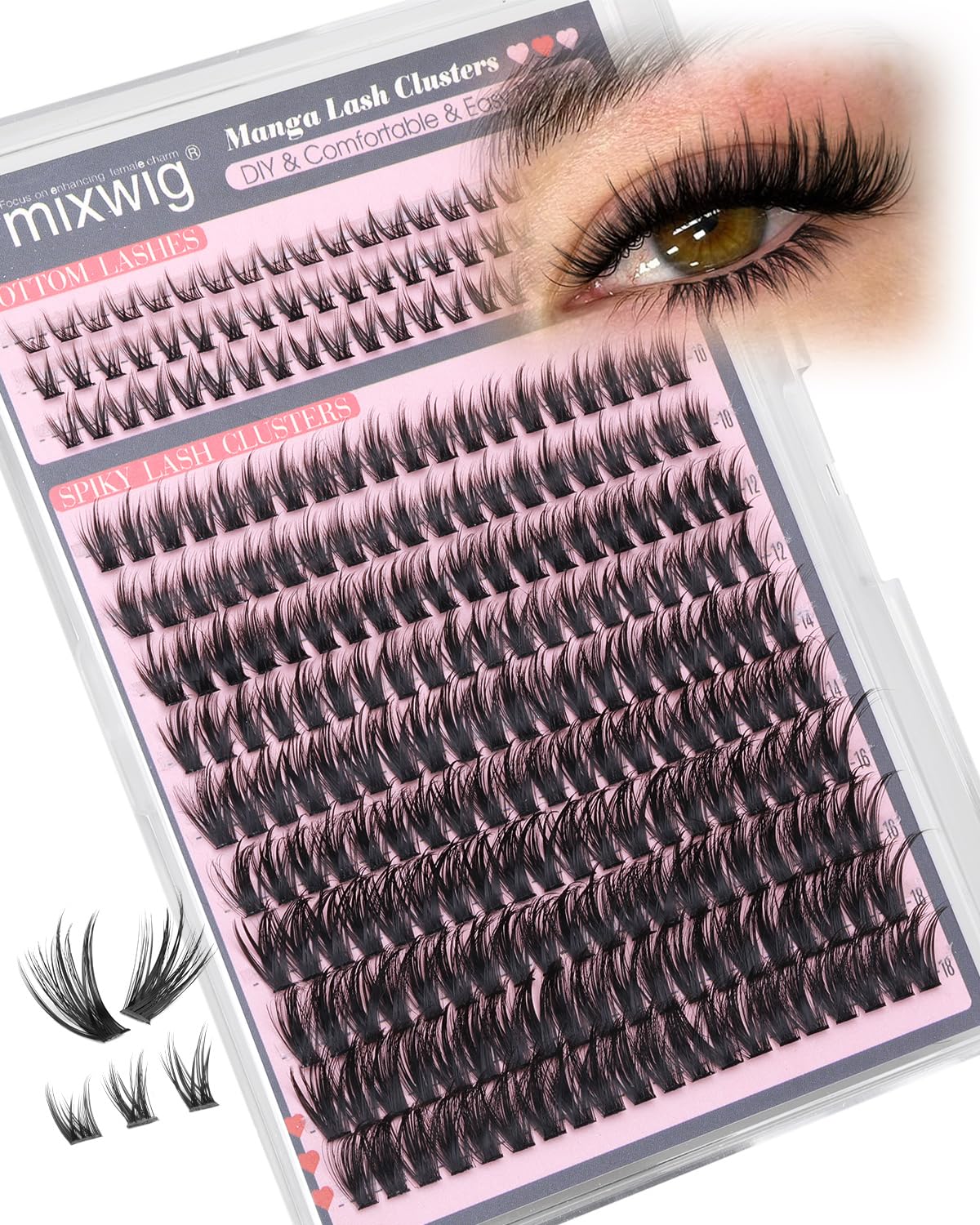 Spikes Lash Clusters Wispy Eyelash Clusters with Bottom Lashes Spiky Volume Cluster Eyelash Extensions Thick Cluster Lashes D Curly 5-18MM 60D DIY Individual Lashes by Lvmixwig