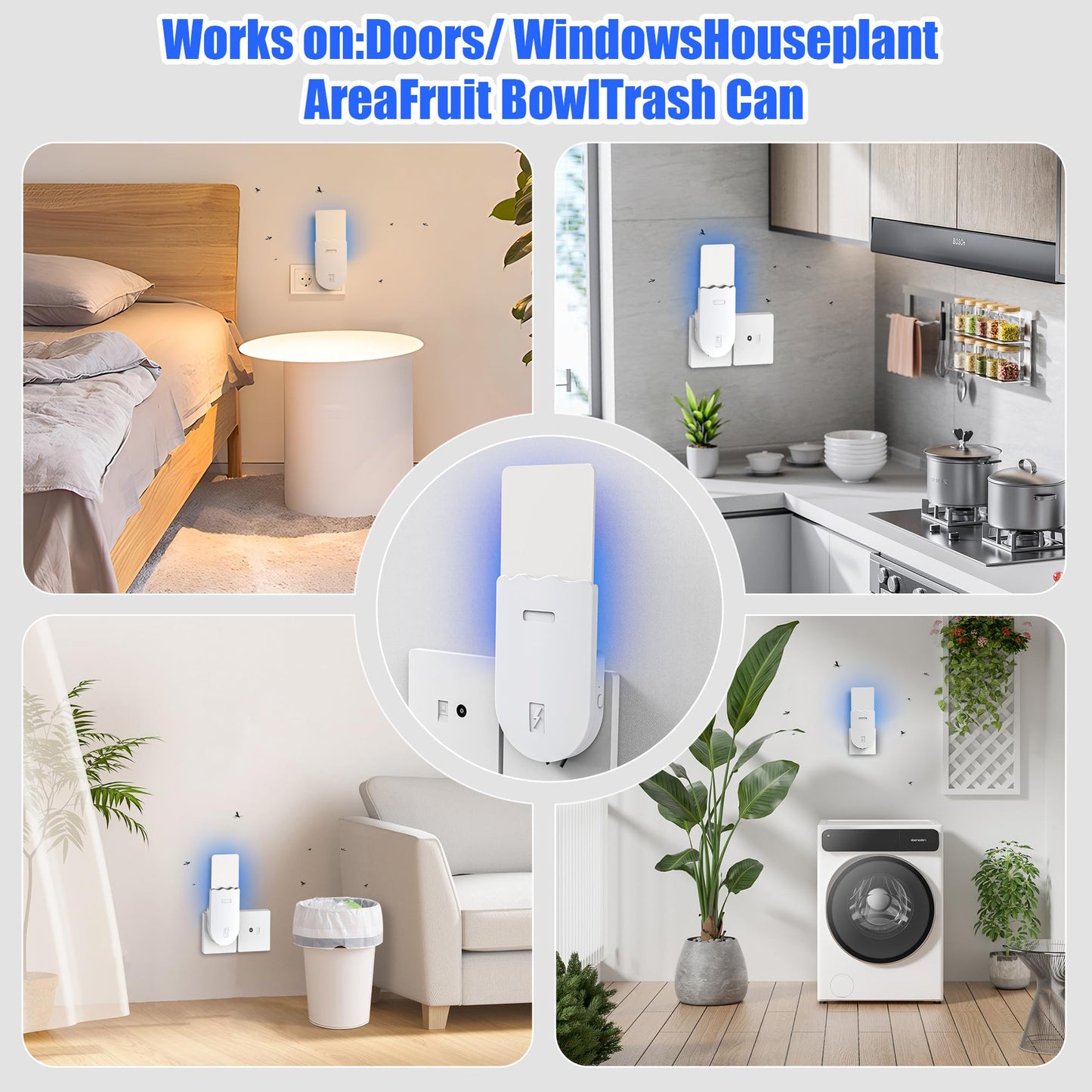 Solarush Indoor UV Fly Trap – Silent Gnat & Fruit Fly Catcher with Night Light, 400 sq. ft Coverage