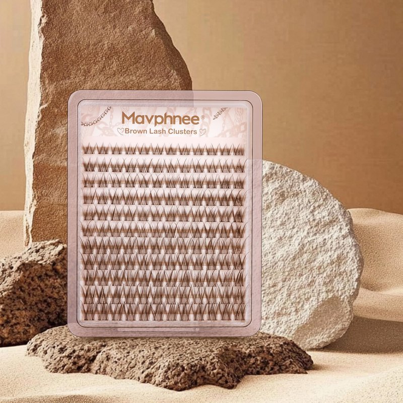 Mavphnee Brown Eyelash Clusters Wispy Lash Extension Cluster Natural Individual Lashes Dark Brown Cluster Eyelash Extensions Fairy Cluster Lashes Thin Band C-Curly DIY Lash Pack (132Pcs, 8-16MM)