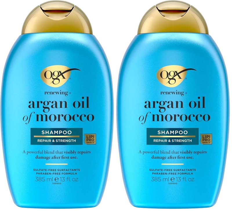 OGX Renewing Argan Oil of Morocco Shampoo - Damage Repairing & Strengthening Formula | Paraben-Free, 13 fl. Oz (Pack of 2)