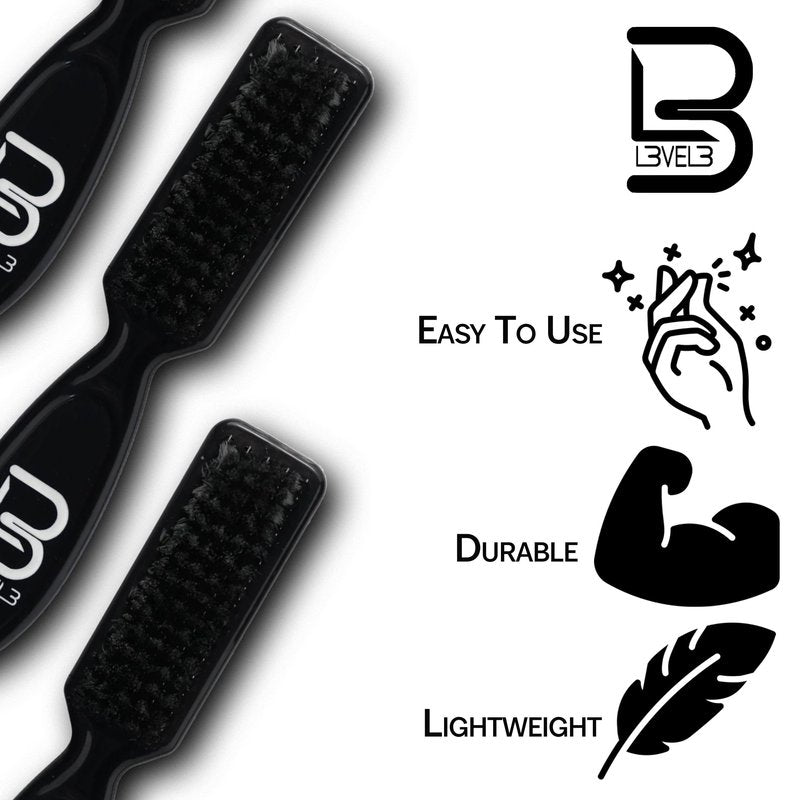 Level 3 Fade Brush Set - Barber Brush Kit for Fades and Lineups - Essential Barber Tool - 3 Pc
