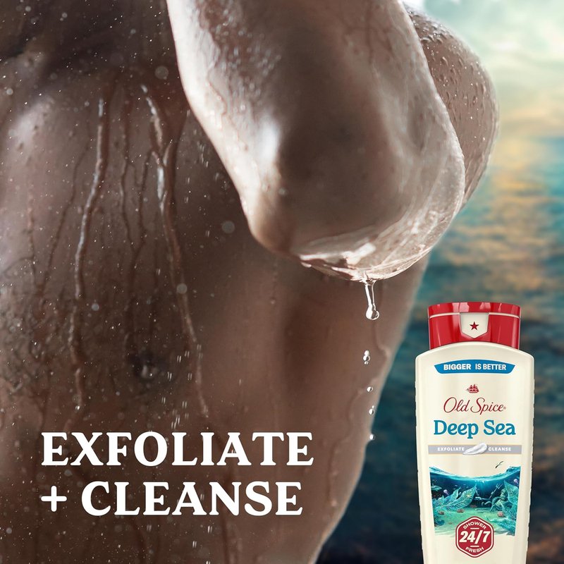 Old Spice Cleansing Body Wash for Men - 24/7 Fresh Scent, Exfoliating & Gentle Formula, Deep Sea & Kelp, 18 oz (Pack of 4)