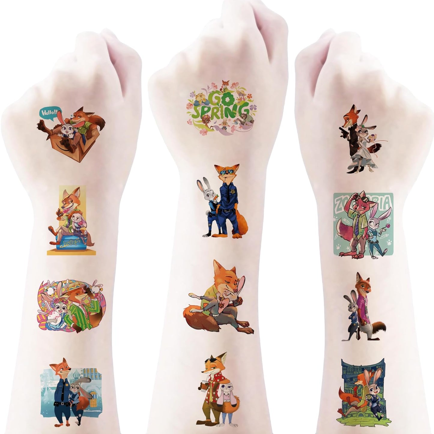Zootopia 2 Temporary Tattoos - 20 Sheets of Fun Cartoon Stickers for Kids' Parties & Rewards
