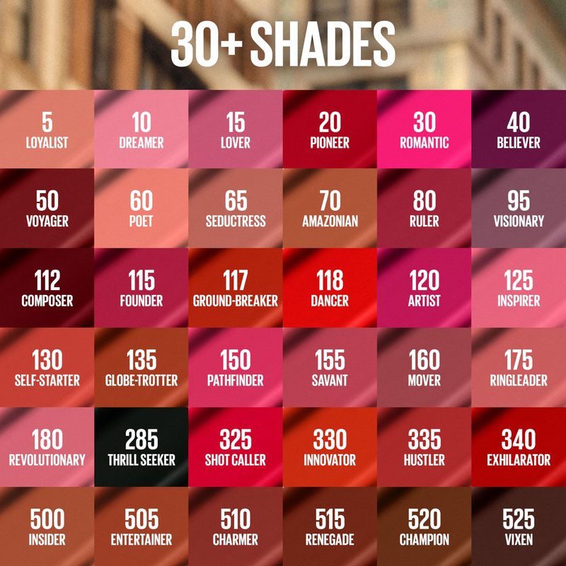 Maybelline Super Stay Matte Ink Liquid Lipstick Makeup, Long Lasting High Impact Color, Up to 16H Wear, Ground-Breaker, Maple Leaf Red, 1 Count, Packaging May Vary