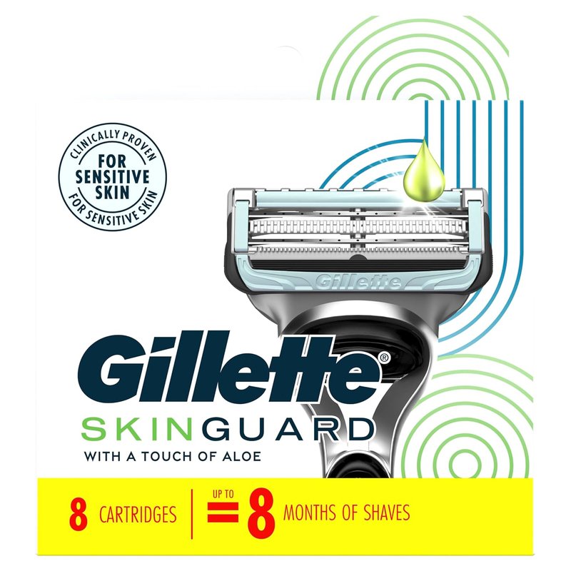 Gillette SkinGuard Razor Blade Refills - 2 Blade Cartridge for Sensitive Skin | 8 Count with Lubrication