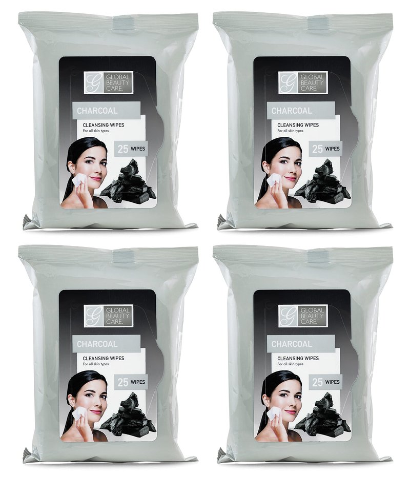 Global Beauty Care Makeup Remover Wipes (100 Count (4-Pack), Charcoal)