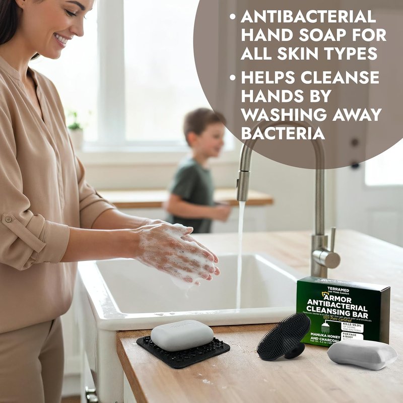 Manuka Honey Charcoal Soap - Antibacterial Hand Soap for All Skin Types | Kills 99.9% of Germs | Pack of 2