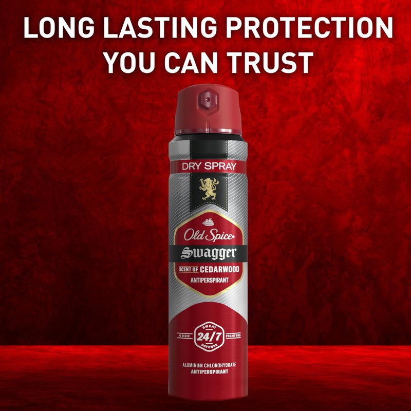 Old Spice Dry Spray Antiperspirant Deodorant for Men, 24/7 Sweat & Odor Protection, 24/7 Sweat Defense & Lasting Freshness, Swagger with Cedarwood Scent, 4.3 oz (Pack of 3)