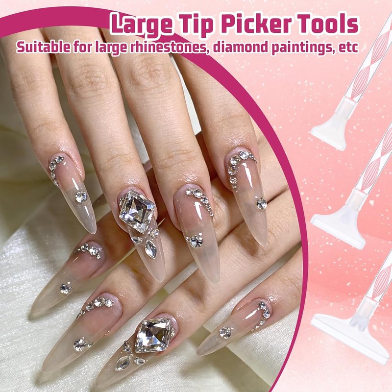 Rhinestone Picker Tool Kit - Dual-Ended Applicator & Dotting Pen Set for Nail Art | 2 Pcs with Clay Tips & Tray