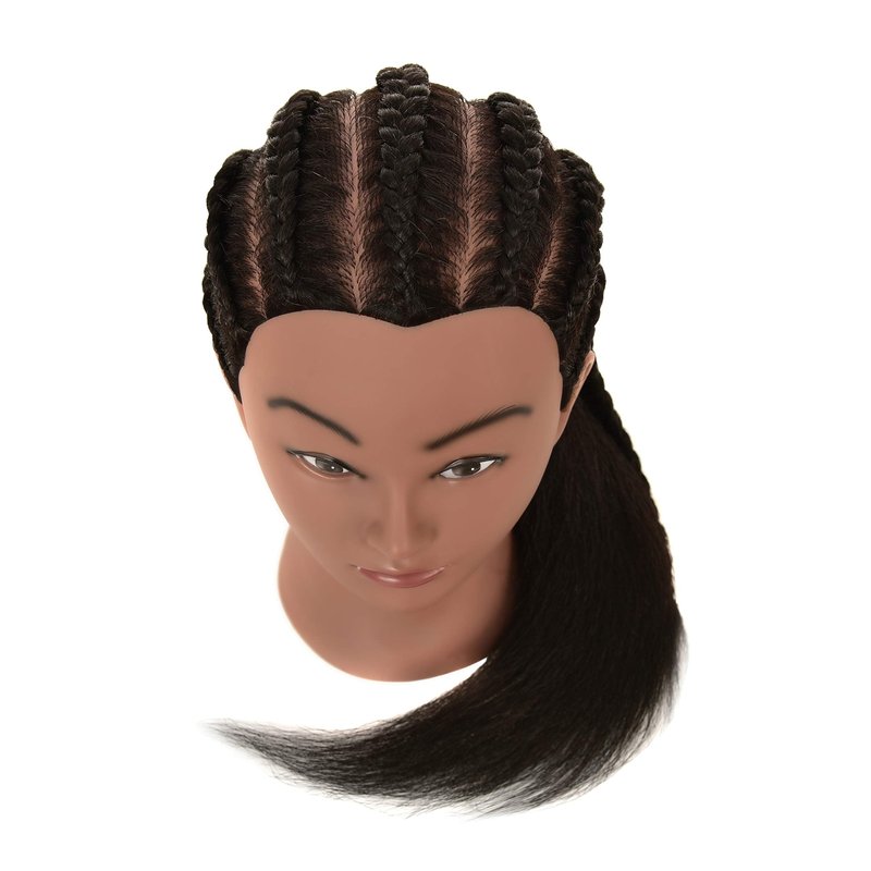 RIHANNAHAIR 100% Real Human Hair Mannequin Head Manikin Doll Style Head with Stand for Braiding Styling Practice Cosmetology Barber Training Display