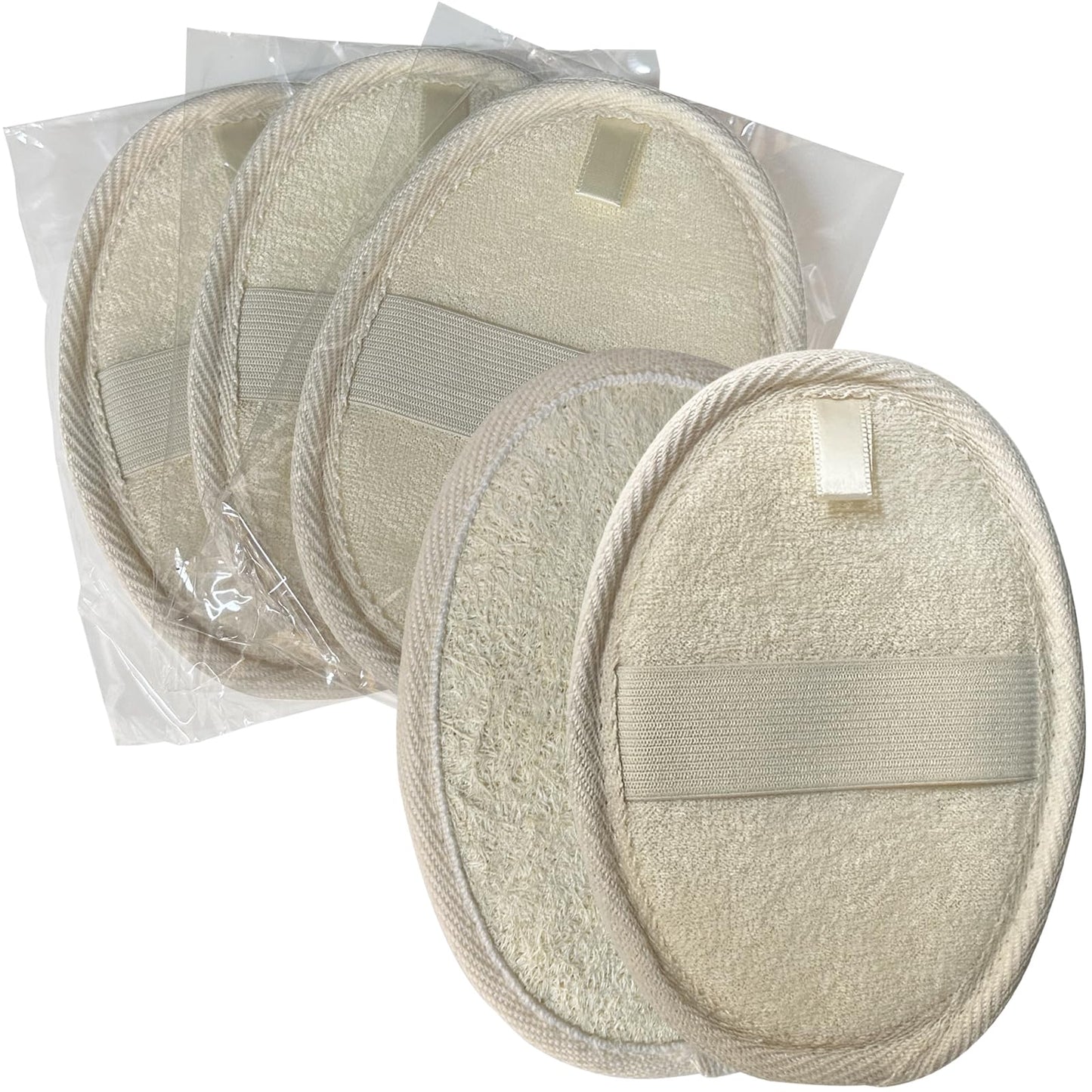 BEAGERUO 10 Pack Natural Loofah Exfoliating Body Scrubber, Individually Wrapped Shower Puff, Travel Loofah Sponge, Bath Shower Lufas for Men and Women, Face and Body Wash Sponge for Hotel