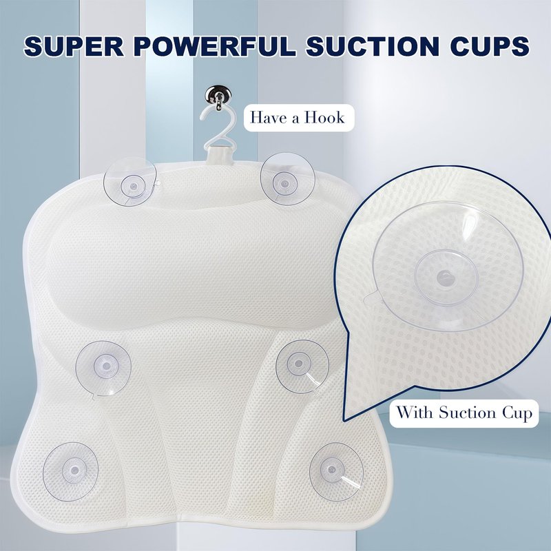 LDJDSDS Luxury Bath Tub Pillows for Head and Neck, 4D Breathable Air Mesh Bath Pillow with Non-Slip Suction Cups, Ergonomic Back Support Spa Gifts with Silk Eye Mask