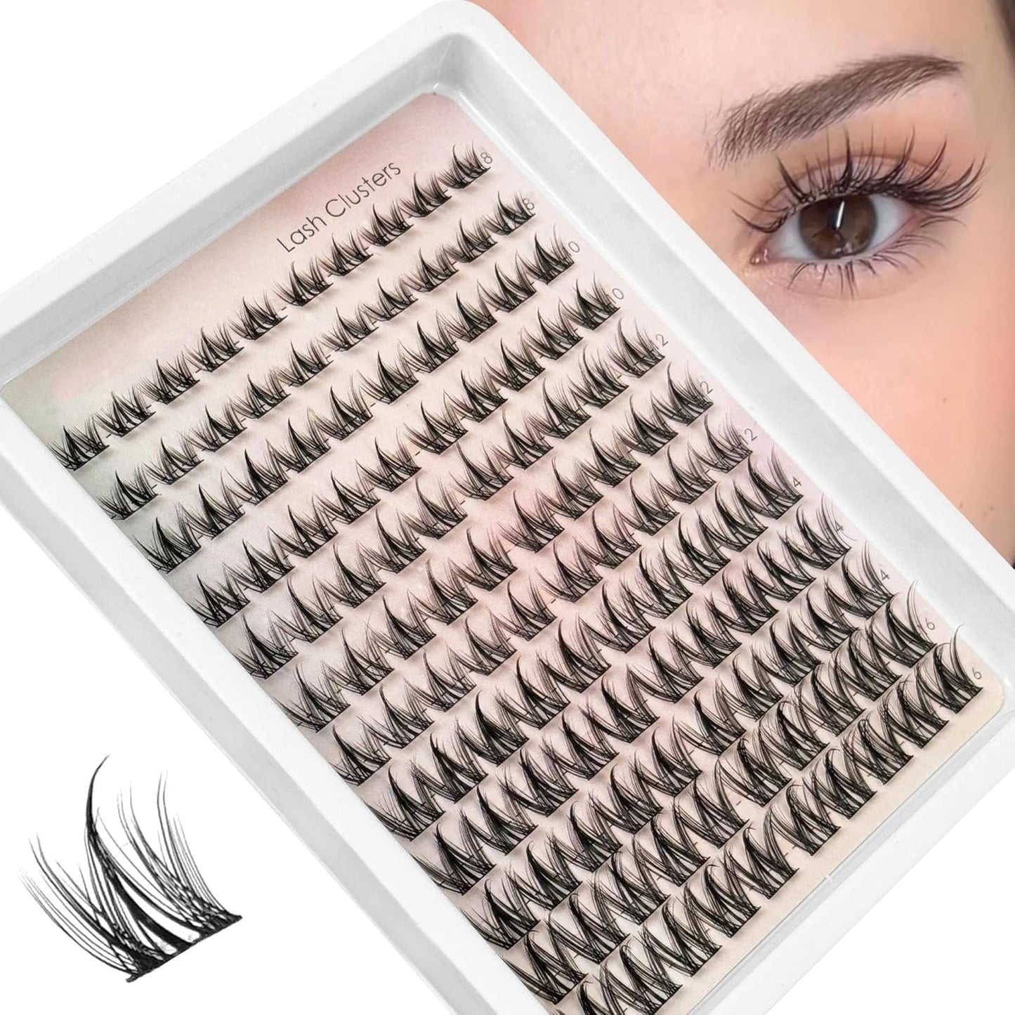 YASNAI Manga Lash Clusters - Spiky Eyelash Extensions | 120 Pcs C Curvature, 8-16MM, Natural Look
