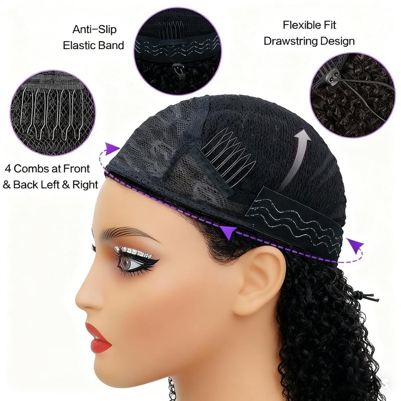 Skiennix Deep Wave Half Wig - 180 Density 26 Inch Human Hair | Seamless Flip Over Design for Easy Wear