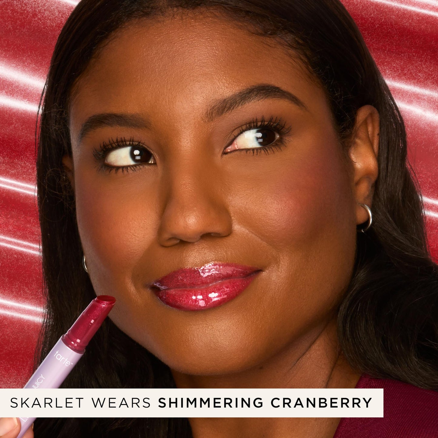 tarte maracuja juicy lip vinyl gloss – Hydrating & Volumizing Lipgloss Balm with Hyaluronic Acid, Vitamin E to Plump & Moisturize, Vegan & Cruelty-Free, full size, shimmering cranberry