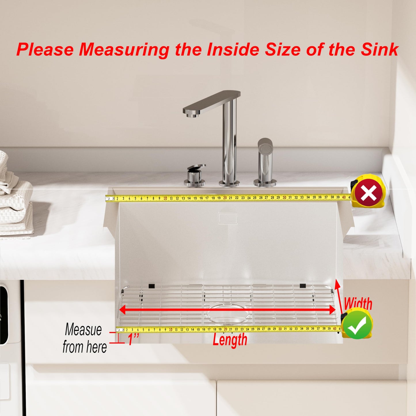 iPEGTOP Sink Rack for Bottom of Sink, Stainless Steel Sink Protector 28-3/4" x 15-3/4" with Rear Drain, Sink Grid Grate with Hole Cover for Kitchen Sink Single Bowl, One-Piece
