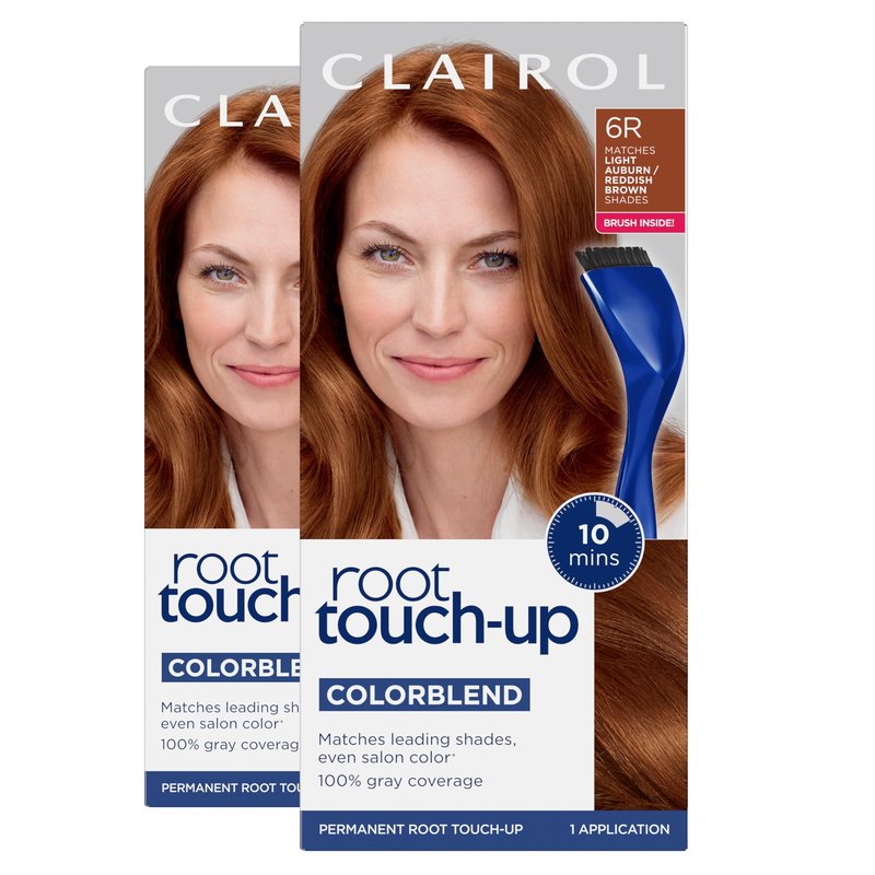 Clairol Root Touch-Up by Nice'n Easy Permanent Hair Dye, 6R Light Auburn/Reddish Brown Hair Color | 100% Gray Coverage | Easy Brush Application | Matches Professional Salon Shades | Pack of 2