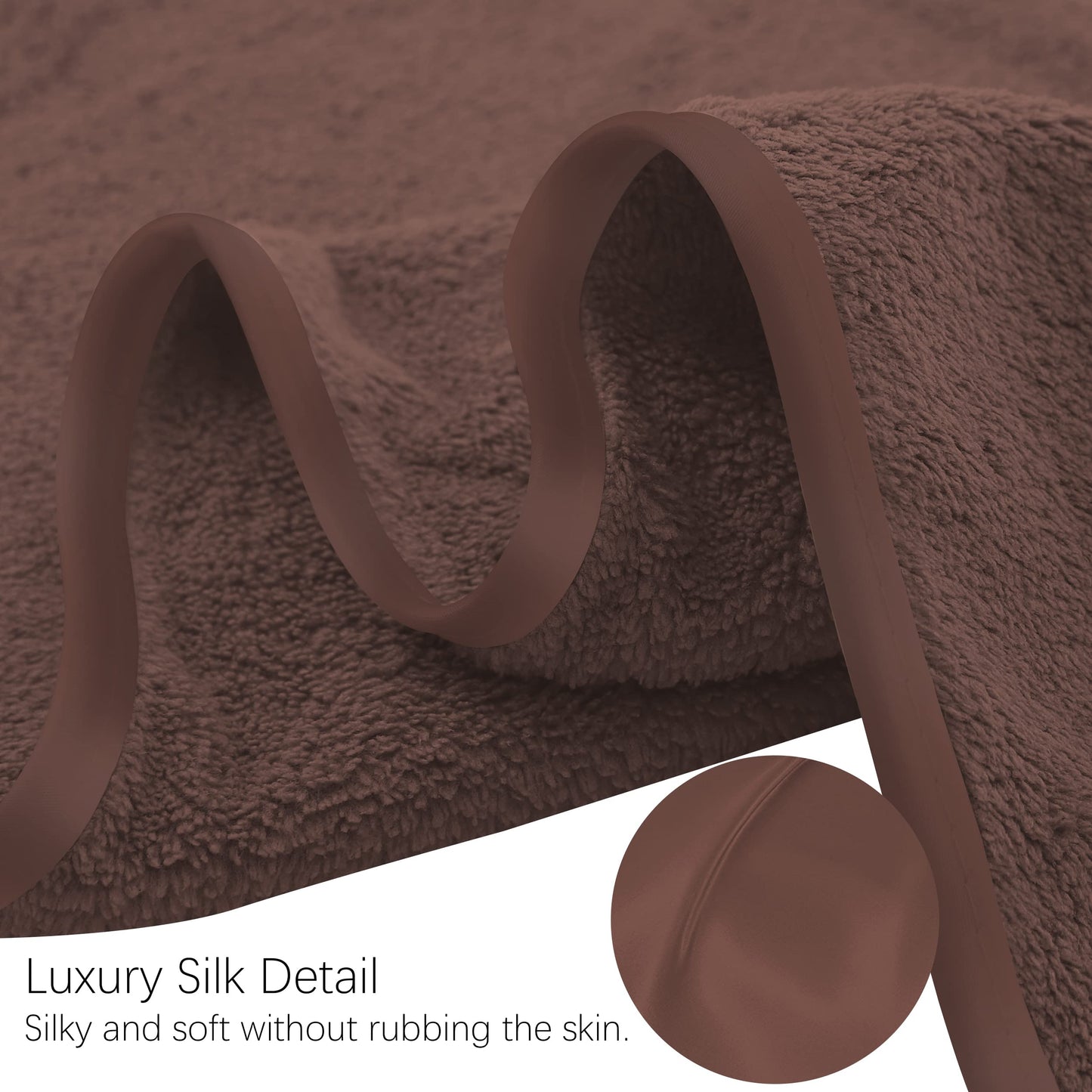 TENSTARS Luxury Silk Hemming Towel Set - Light Thin Quick Drying - 2 Bath Towels 2 Hand Towels 2 Washcloths - Ultra Soft Microfiber Towel for Bath Fitness, Sports, Yoga, Travel (Wood Brown 6 Pieces)