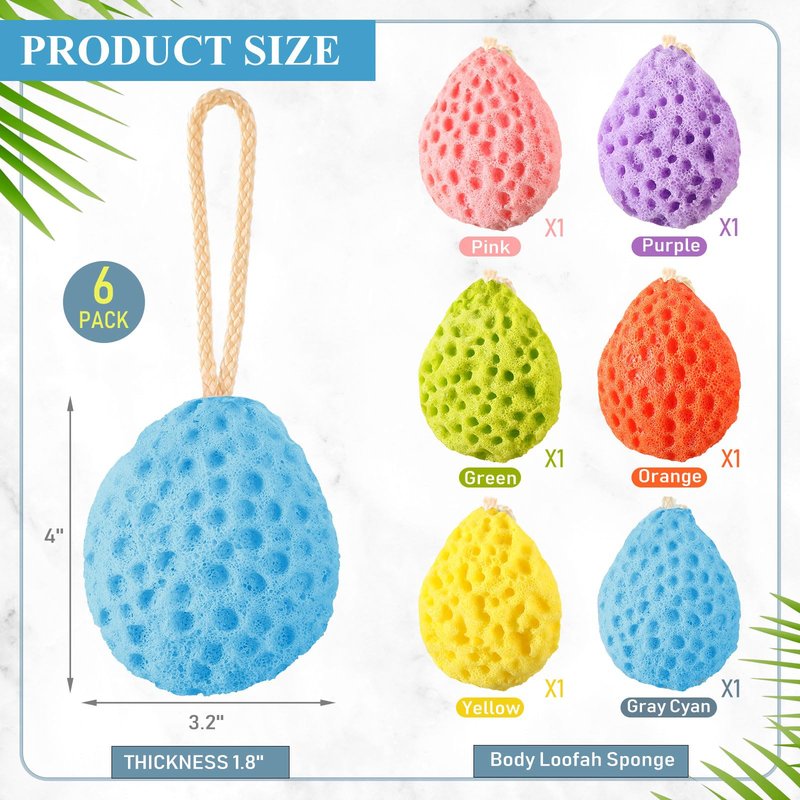 FoldTier 12 Pcs Bath Sponge Deep Cleansing Body Loofah Gentle and Deep Exfoliating Body Scrubber Bath Accessories Men Women Baby Sponge for Bathing Shower (Multicolor)