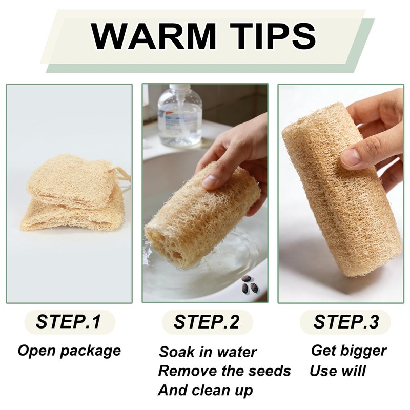 Balifeel Natural Loofah Sponge Organic Loofa Set 6 Pack,Exfoliating Body Scrubber Shower Luffa Men and Women for Bath Cleaning Skin Back and Face Eco Tool